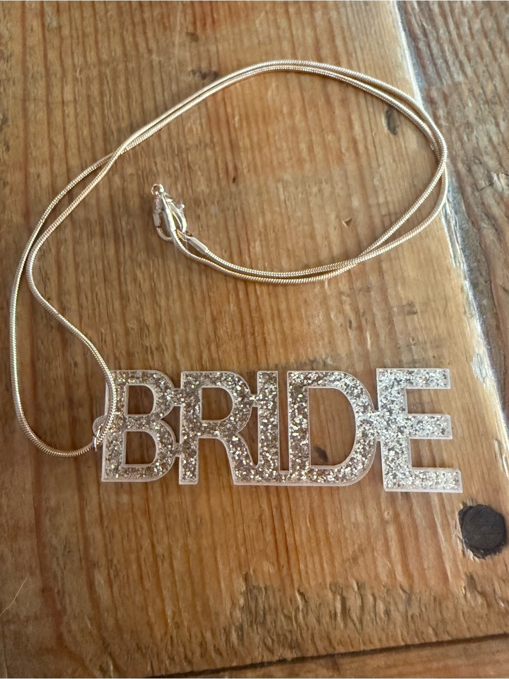 Bride Glitter Pendant Necklace in Gold